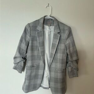 H&M Gray Plaid Blazer